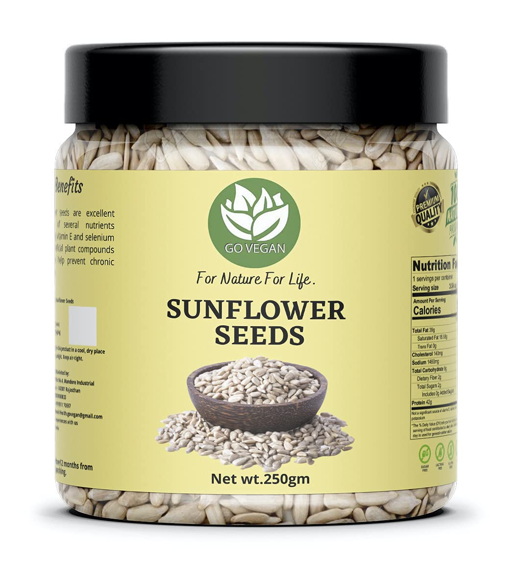Go Vegan Sunflower Seeds for Eating 250gm - Rich in Protein & Fiber, Healthy Seeds [Jar Pack] (B093ZMTM7N) Amazon Price History, Amazon Price Tracker