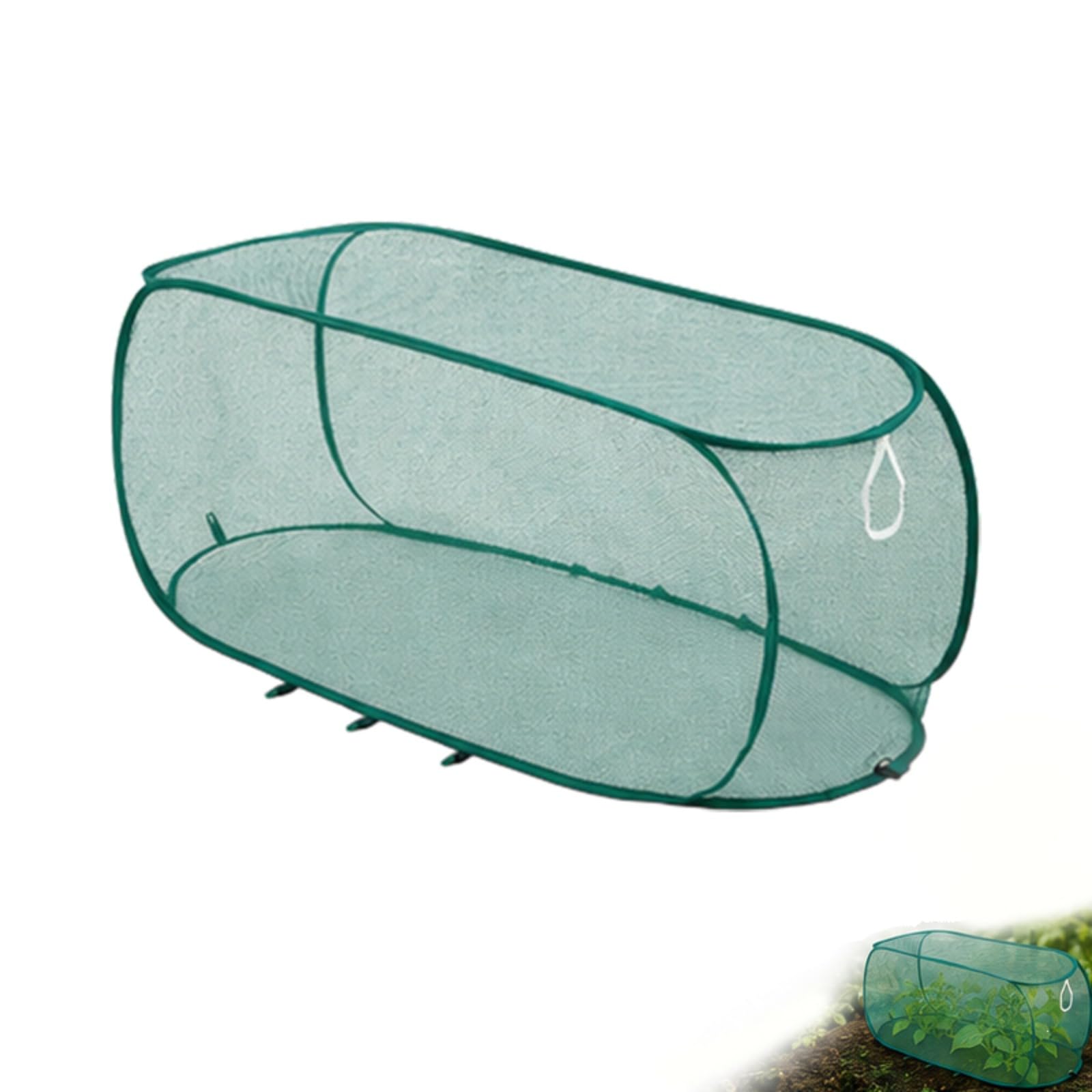 Pop Up Garden Mesh Plant Cover, Foldable Plant Protection Tent,Portable Greenhouse Cage with Ground Stakes,Anti Bird Insect Sun,for Vegetables, Herbs & Potted Plants (99 * 45 * 40cm,Green) — image 1