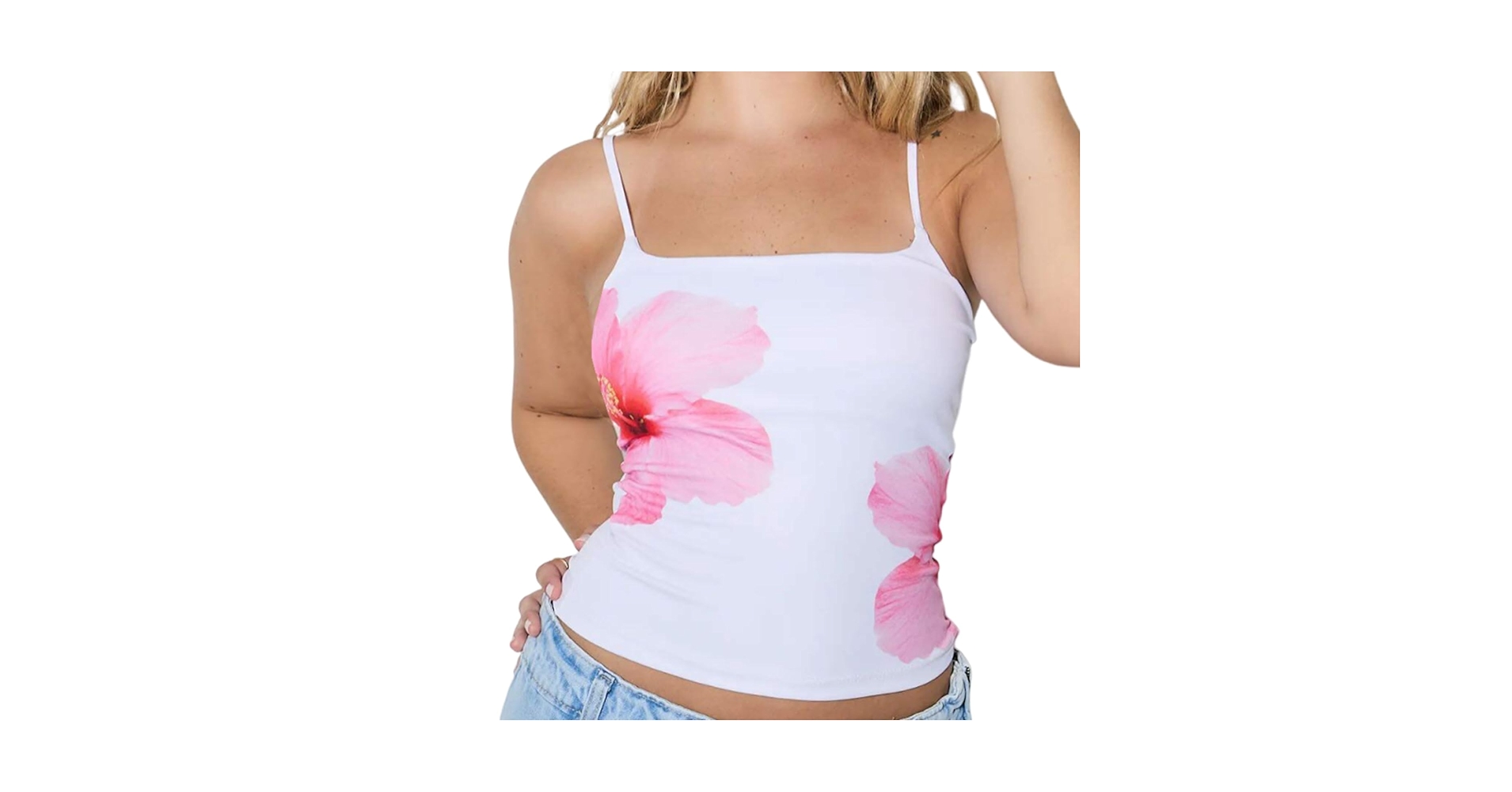 トップス S flower taped camisole Y2K Flower Print Camisoles Spaghetti Strap Backless Cherry