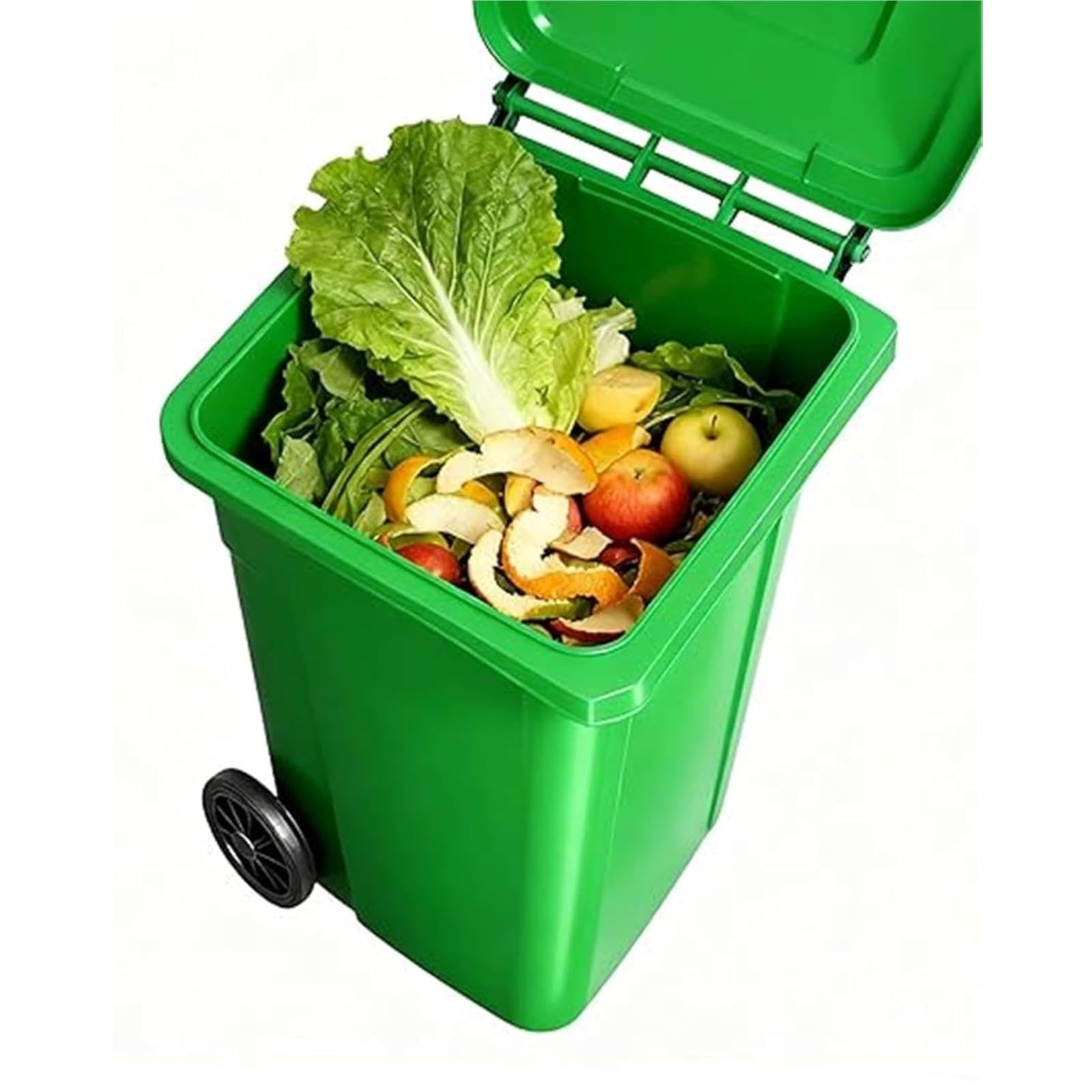VITIWEDTY Outdoor Trash Can with Lid and Wheels, Portable Large Kitchen Commercial Garbage Bin with Side Grooves (Green 65 Gallon/240L)