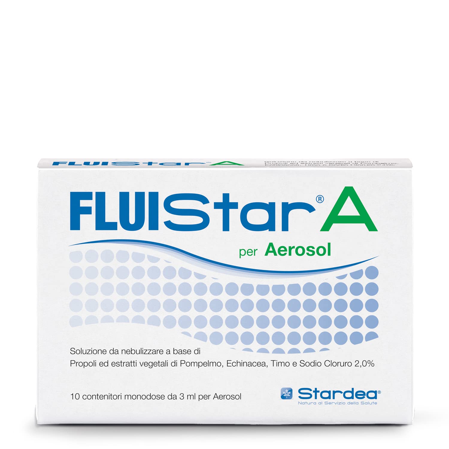 Stardea Fluistar A per Aerosol | Dispositivo Medico | Soluzione da Nebulizzare con Pompelmo, Propoli, Timo e Sodio Cloruro 2,​0% | 10 Contenitori Monodose da 3 ml