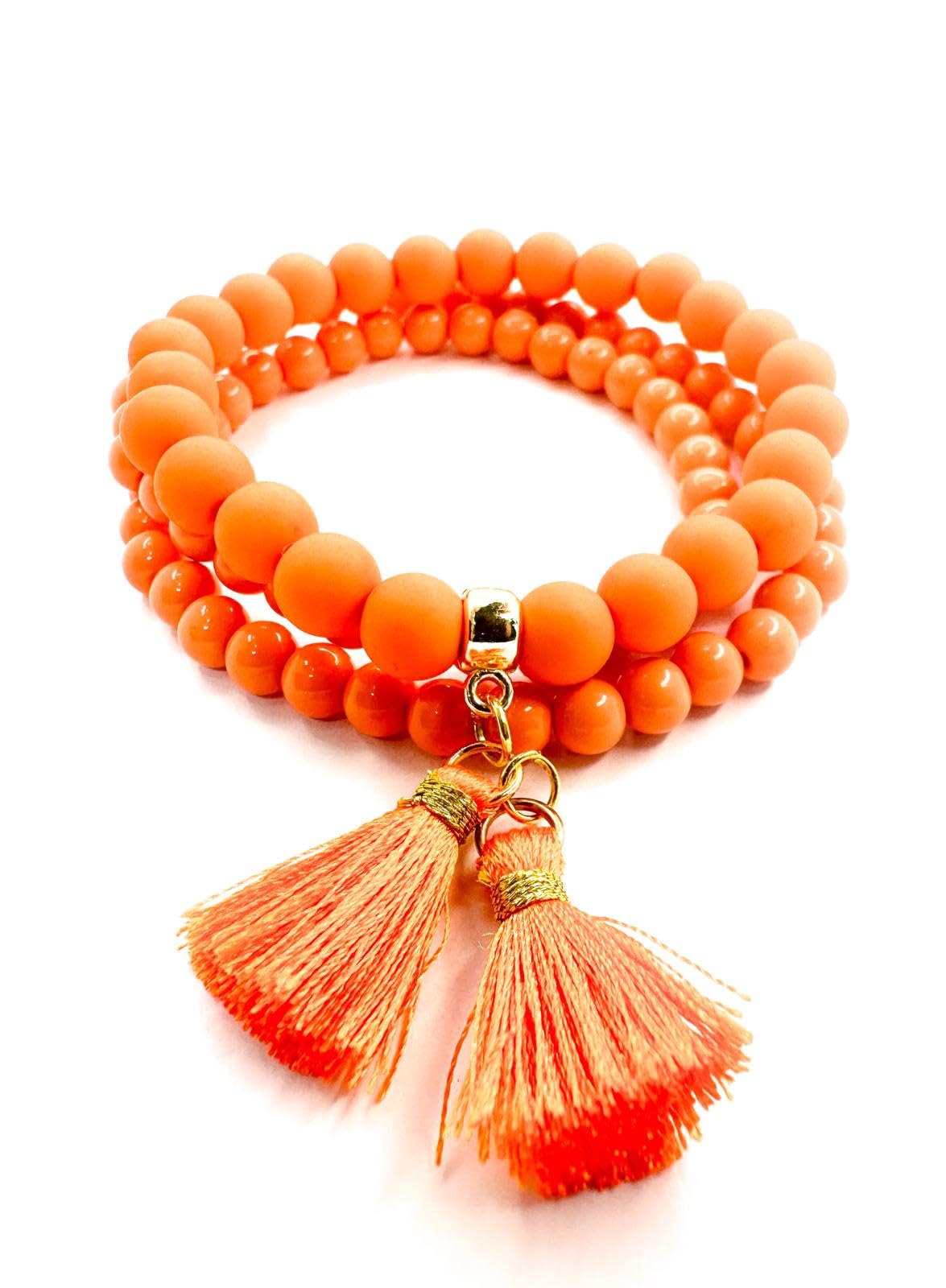 Handmade - Perlen Armband - Damen Wickelarmband - stylischer Schmuck- Sommerarmband - Für jeden Tag - Boho Schmuck - Ibiza Festival - Schickes Geschenk (Orange)
