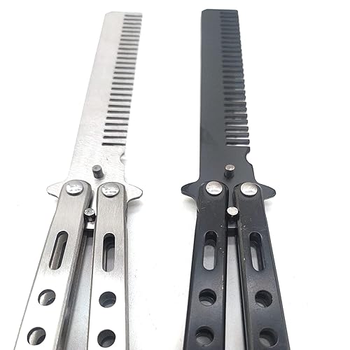 Miniatura 7 de WANLIAN Hermoso peine, hermoso peine de acero inoxidable plegable, herramientas de peinado para uso deportivo al aire libre (negro y blanco)