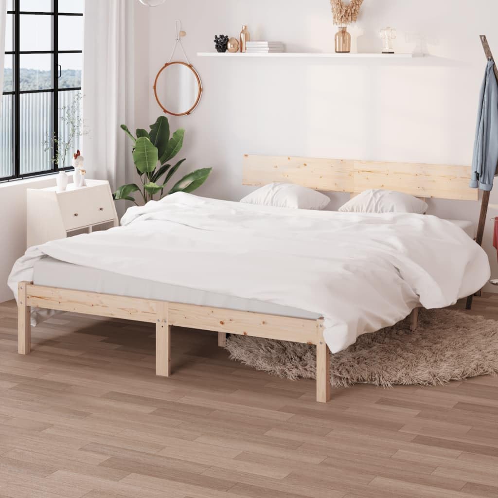 Marco de cama sin colchón de madera maciza (160 x 200 cm, cama de plataforma con soporte de listones de montaje fácil para dormitorio, adultos -C