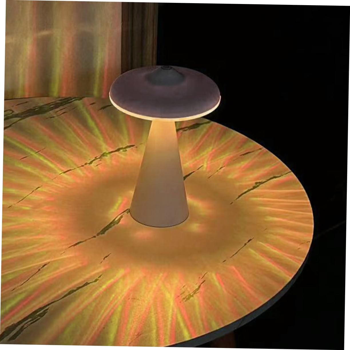 Artibetter Lampada da Tavolo Ricaricabile a Luce Calda Touch Dimming, Design a Forma di Disco Decorativo per Camera da Letto, Ufficio, Scuola, Regalo Creativo