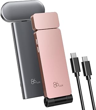 86lux Book Light, Reading Light for Book in Bed, USB Rechargeable LED Night Light with 3 Colors & Limitless Dimming, Aluminum Alloy Bookmark Light for Book Lovers,Technology Black