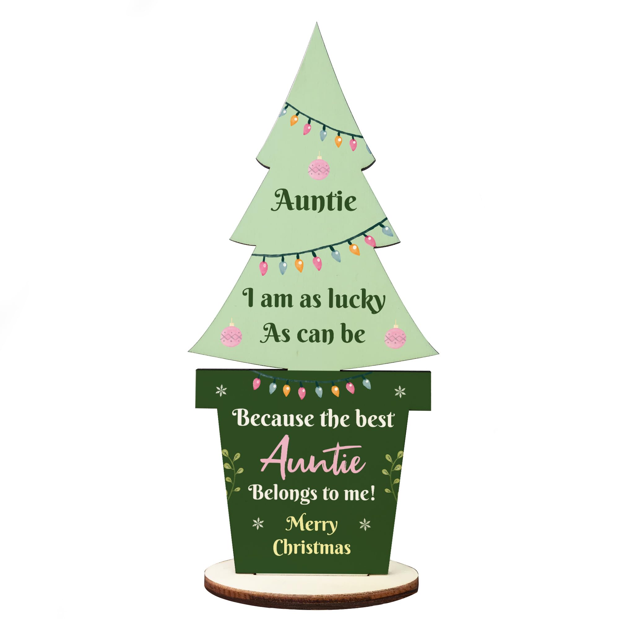 Red Ocean Christmas Gift For Auntie Wooden Christmas Tree Thank You Auntie from B&Q
