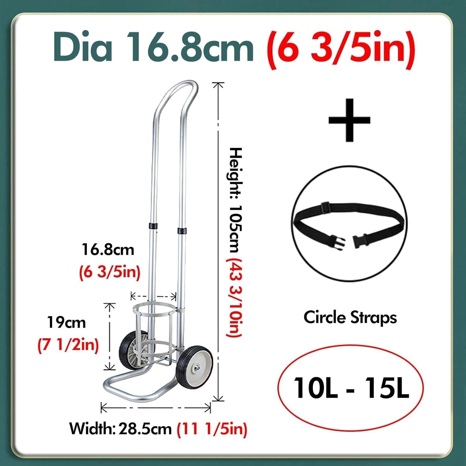 Carro de tanque de oxígeno, carro cilíndrico médico resistente con ruedas, soporte rodante para tanques de gas, tanques de hidrógeno de nitrógeno de CO2, transportador portátil para uso doméstico y