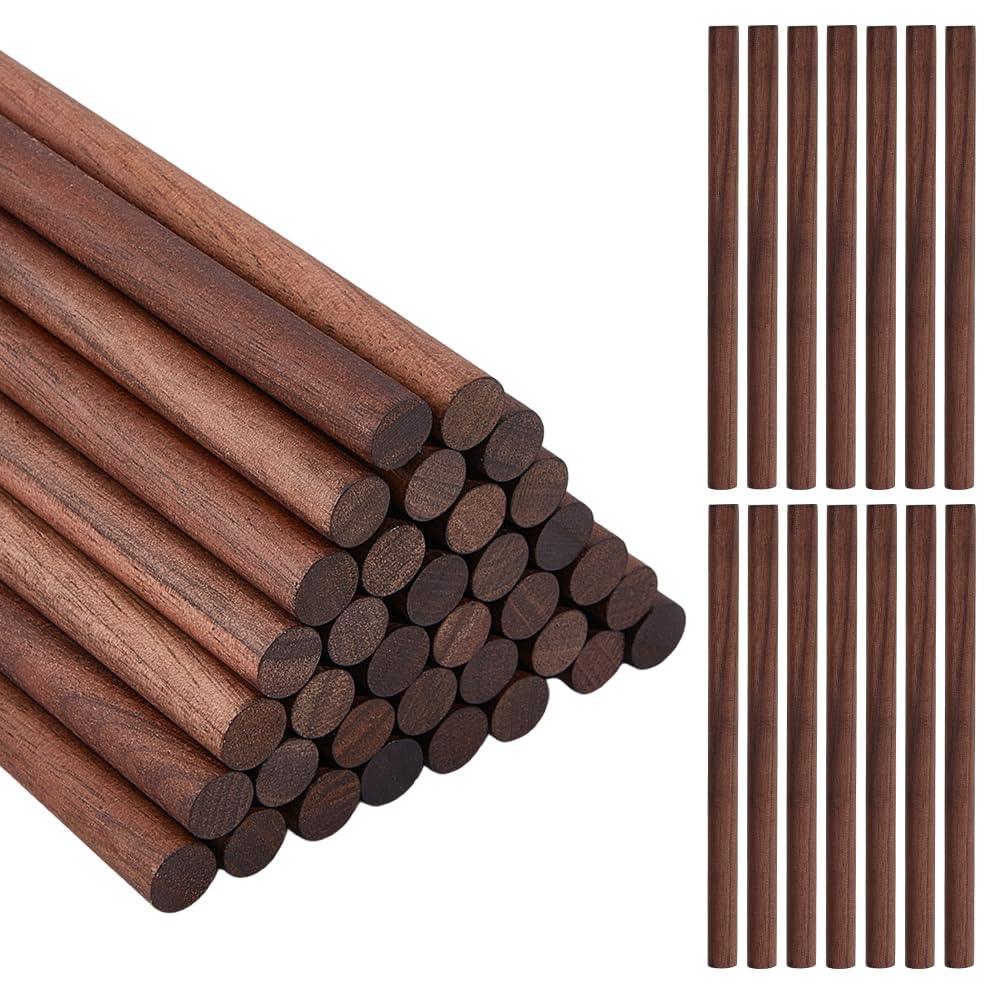 OLYCRAFT 50Pcs Walnut Wooden Dowel Rods 15cm Long Walnut Wood Round Rods 10mm Brown Wooden Dowel Sticks for Crafts Unfinished Wood Round Sticks for Crafts and Woodworking Handmade Accessories