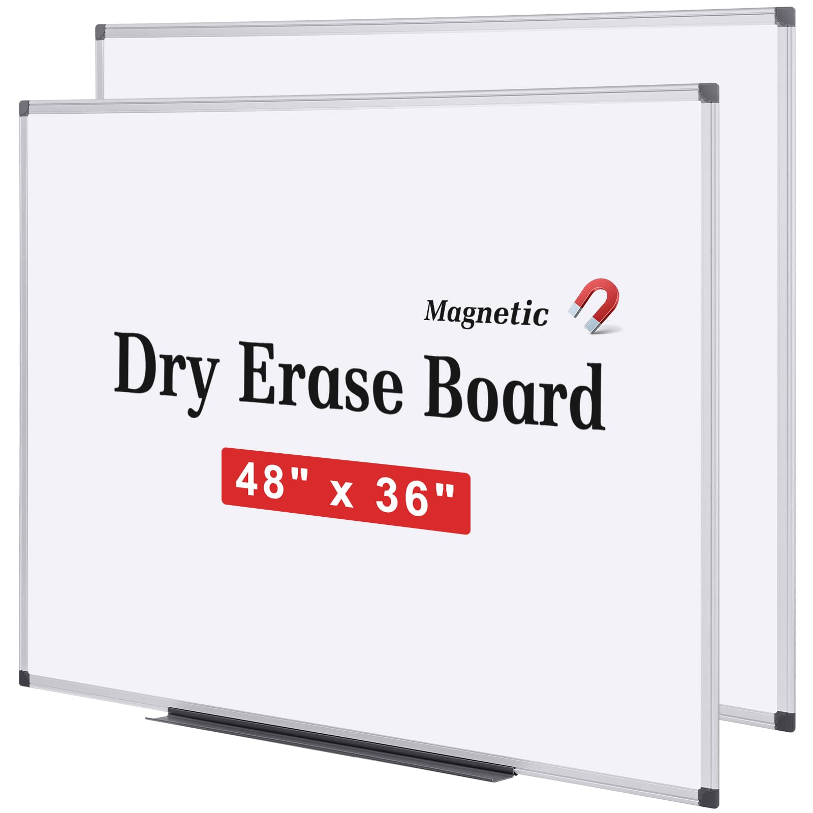 Comix Magnetic Dry Erase Board,Wall Mounted Whiteboard, Aluminum Frame White Board with Pen Tray for Office School Home (48 inch x 36 inch 2 Pack)