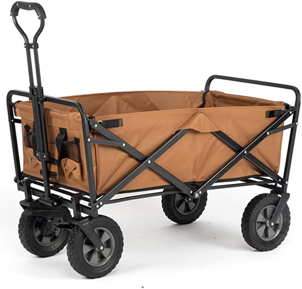 Shopping Cart Carts Outdoor Camping Trolley Picnic Fishing Folding Wagon with Brake Grocery Portable Trailer Load 100kg Shopping Baskets (Color : Ren, Size : 80 * 50 * 28cm)