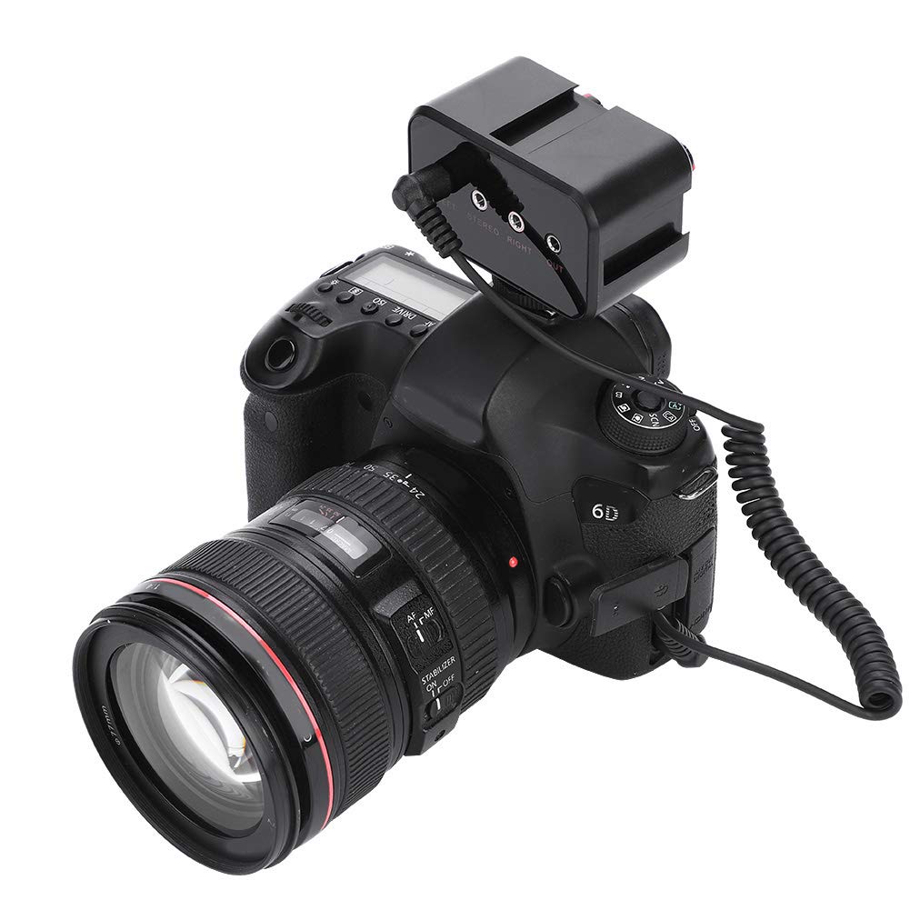 Diyeeni Mixeur Audio Micro caméra 2 canaux pour appareils Photo Reflex numériques,Portable Universel Microphone Adaptateur Audio Mixer avec des entrées de 3,5 mm,Trois Chaussures de Montage