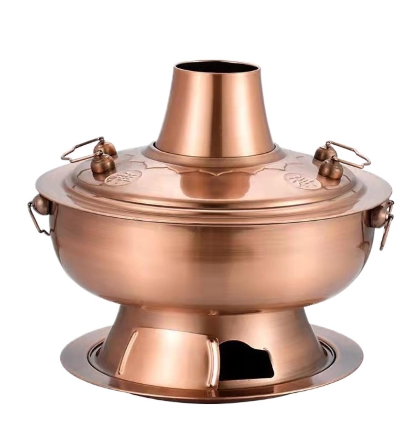 NGDFGR Chinese Charcoal Hotpot Stainless Steel Hot Pot Charcoal Chinese Cooker Soup Pot Traditional Cooking Copper Hot Pot,A-30cm