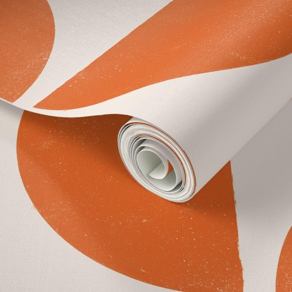 Peel & Stick Wallpaper Swatch - Mod Shapes Retro Geometric Large Scale Bold MCM Minimalism Custom Removable Wallpaper by Spoonflower