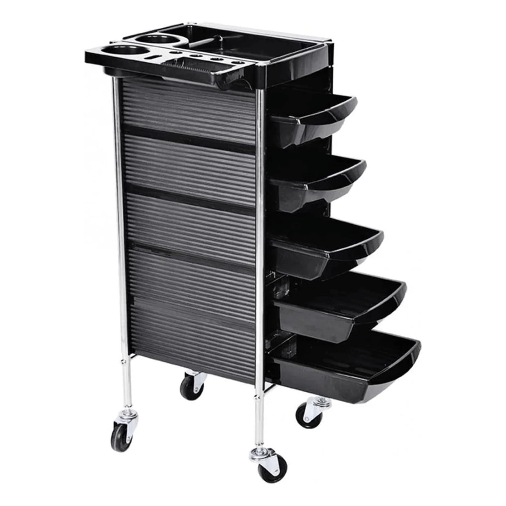 Beauty ABS Salon Trolley With 5-Tray Hair Cart Metal Frame Hairdressing Tool For Beauty Trolley