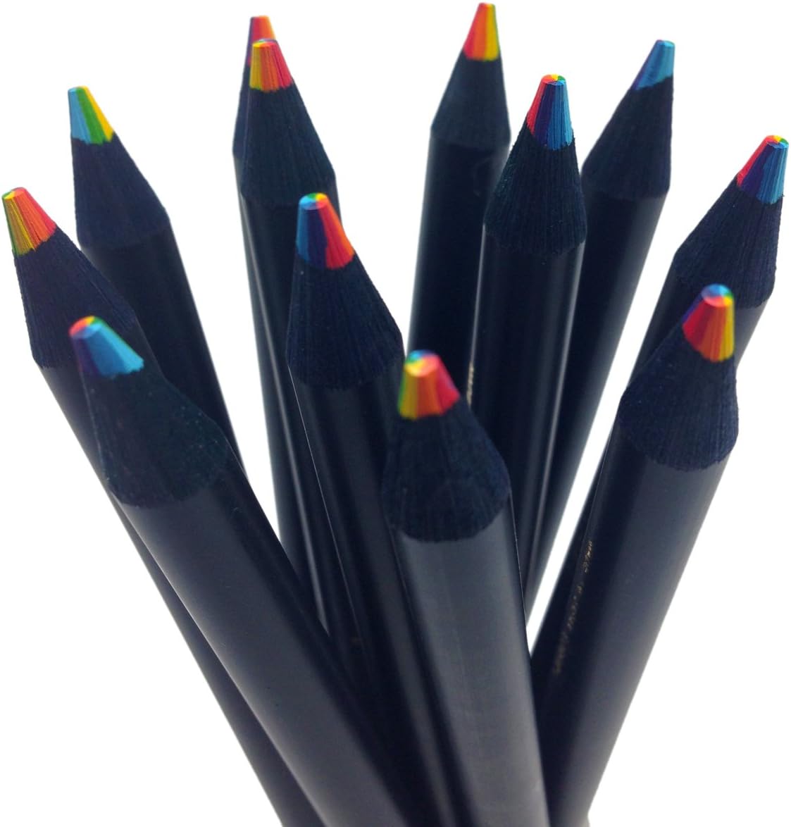 Rainbow Pencils - Black Wood Cedar - Write and Draw in 7 Brilliant Colors - Will Not Crumble