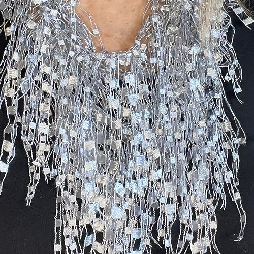 Silver Scarf for Women - Ladies Lightweight Infinity Scarves - Womens Sparkle Sequin Dressy Scarf for Evening Party - Long BIB Necklace Scarfs Jewelry Scarves - Birthday or Christmas Gift for Women3