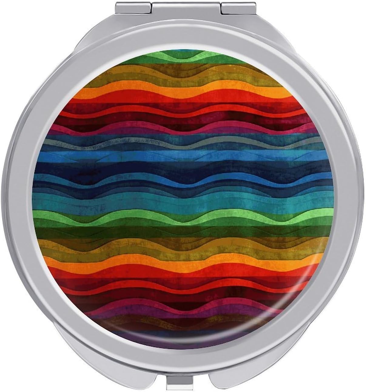 Folding Compact Travel Makeup Mirror 1x /2X Magnifying Portable Rainbow Pocket Mirror for Purse Handbag Fashion Cute Handheld Mini Mirrors for Indoor Outdoor & Gifts