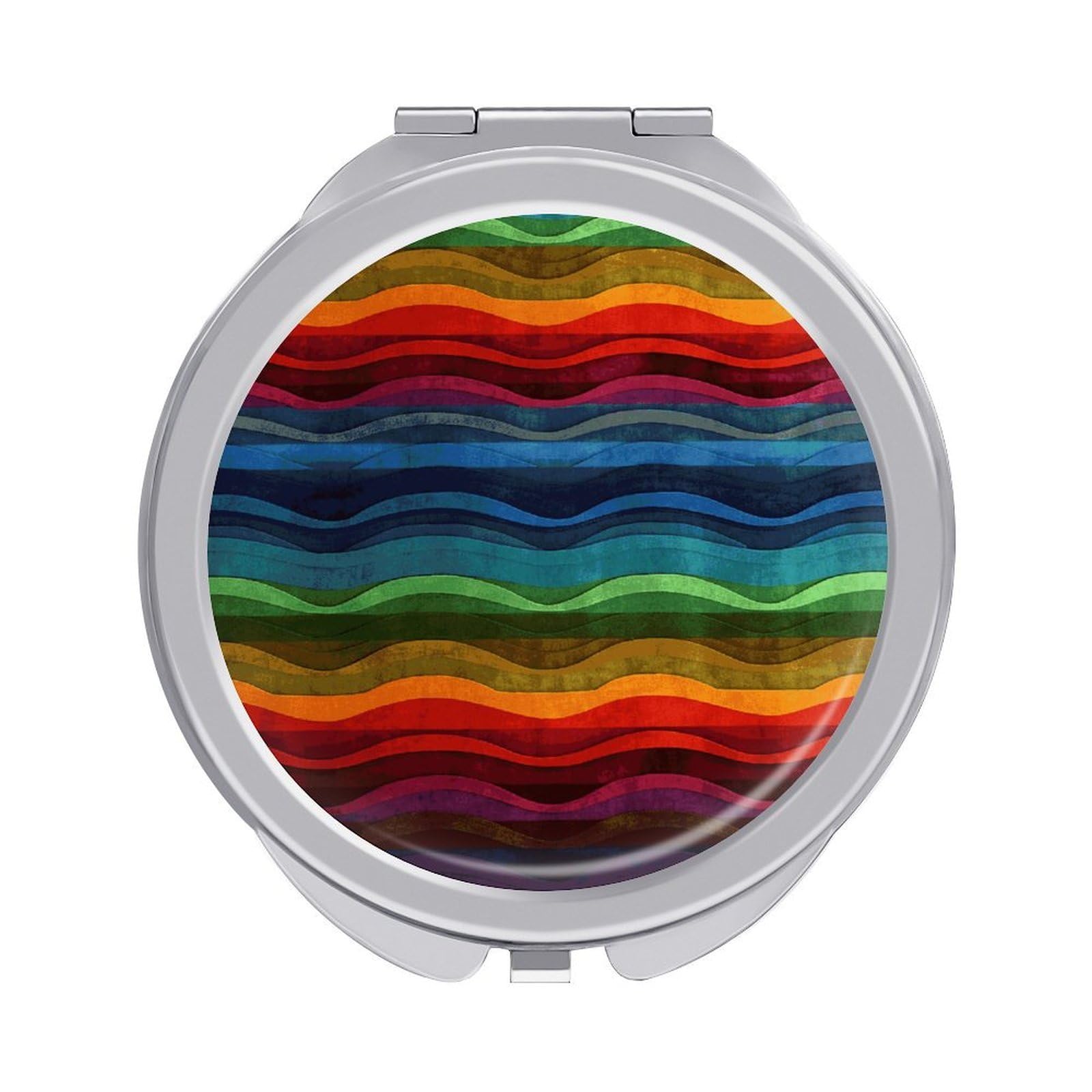 FekiLoot Rainbow Travel Makeup Mirror 2 X /1 X Magnifying Slim Pocket Mirrors Compact for Purse Travel Makeup Mirrors for Pocket, Handbag, Purse Women Gift