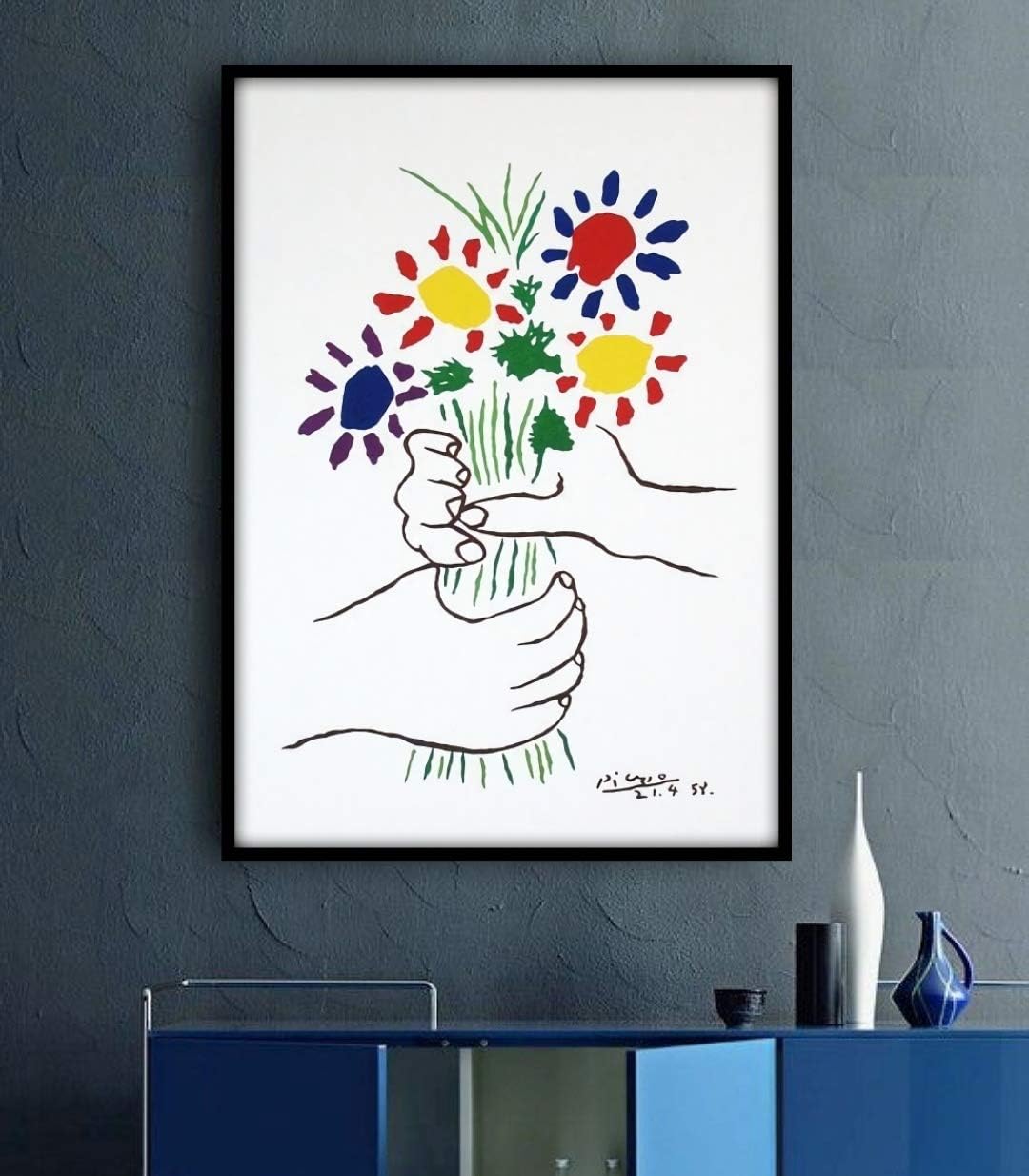 Amazon ポスター パブロ ピカソ 花束を持つ手 フレーム付き 花束 オンライン通販
