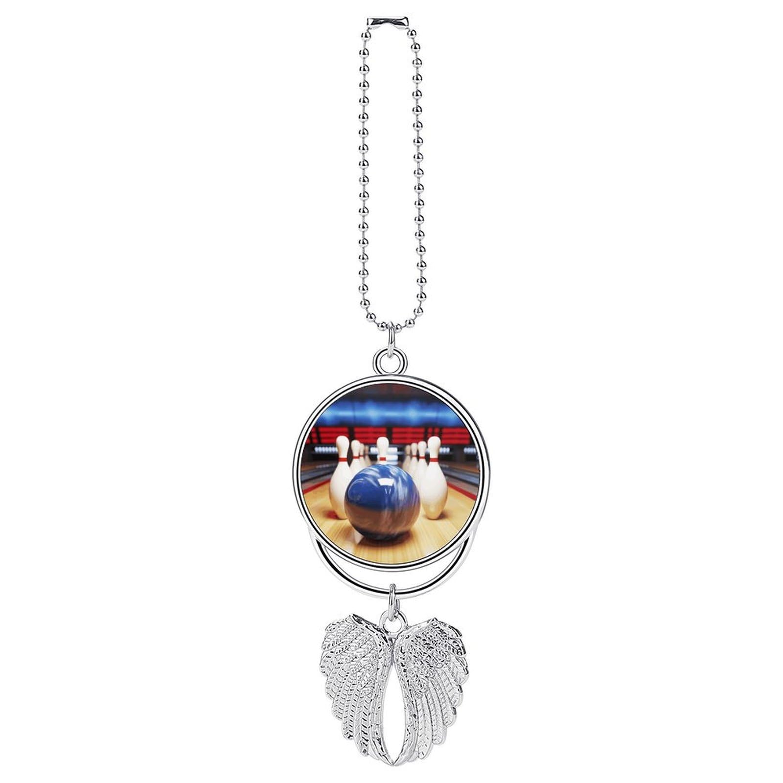 Bowling Car Pendant Rear View Mirror Hanging Ornament Auto Metal Charm for Aesthetic Interior Decor. Lucky Car Accessories Cute Funny Hanging Decor for Car Truck