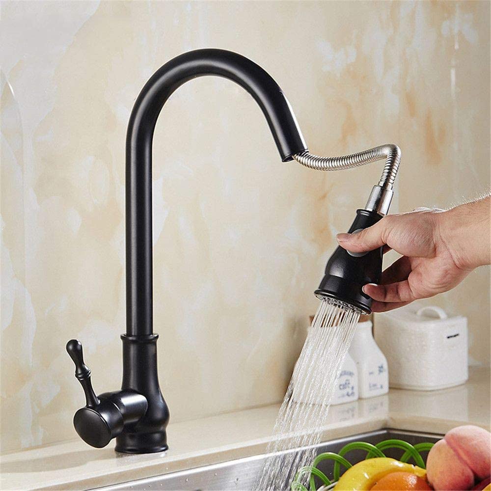 Robinet d'évier de cuisine 360 noir pour préparer les repas en famille avec confort