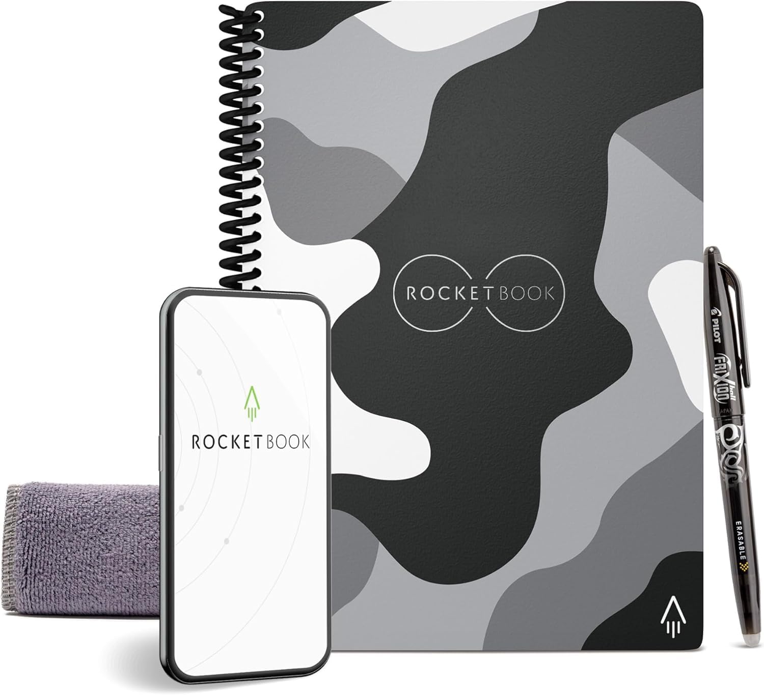 Rocketbook Core Reusable Smart Notebook | Innovative Eco-Friendly Digital Connected Notebook with Cloud Sharing | Dotted 6" x 8.8" 36 Pages Moon Winter with Pen, Cloth and App Executive