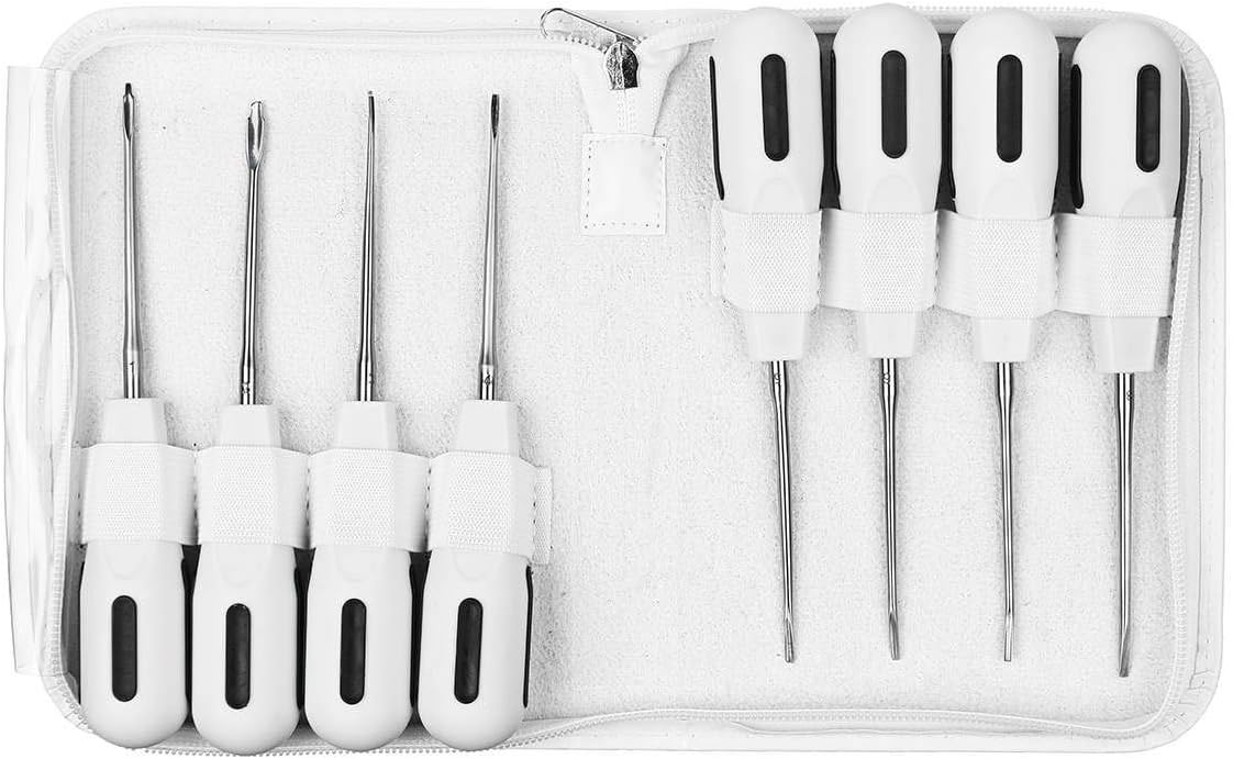 8Pcs/Set Stainless Steel Dental Luxating Lift Elevator Curved Root Elevator Dentistry Dentist Instrument Teeth Whitening Tool