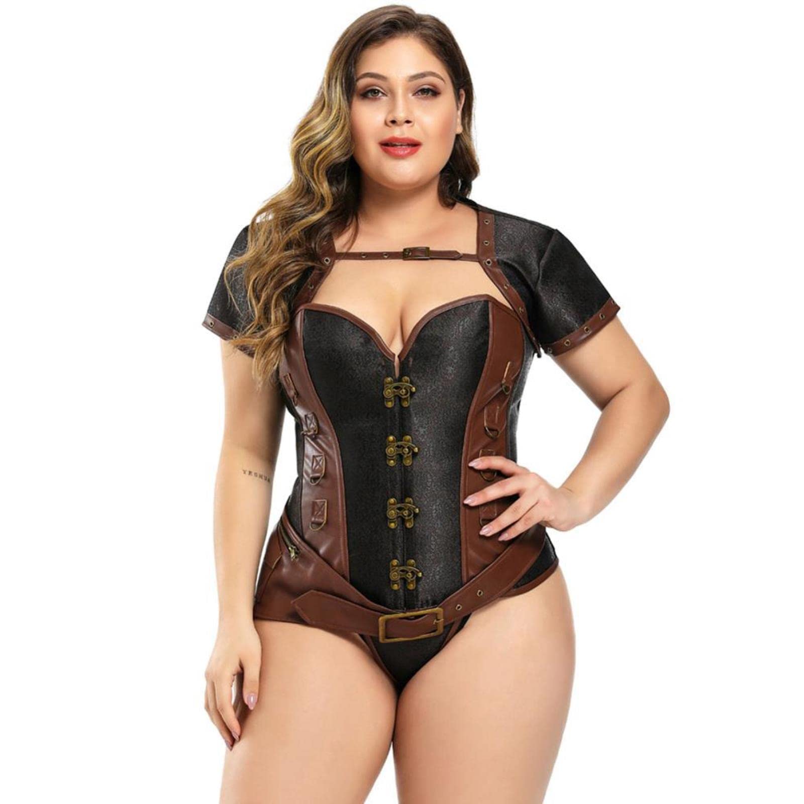 Kawa w kolorze Steam Punk Sexy Lingeries Retro Punk Shapewear Gothic Gorset Suit Plus S-6XL