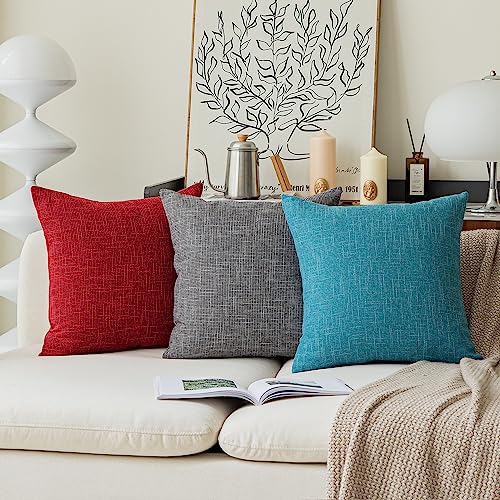 Kevin Textile Pack Of 2, Decorative 2 Tone Linen Pillow Covers Cushion Cover For Livingroom, 20 X 20 Inches, Peacock Blue #TOP6