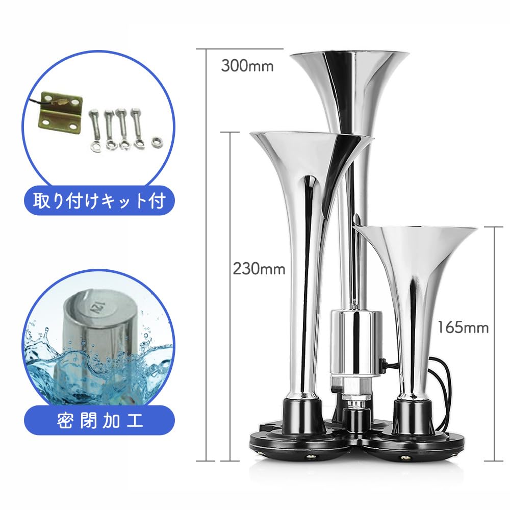 Amazon | RoaRion 12V/24V用 ヤンキーホーン ビッグホーン エアホーン