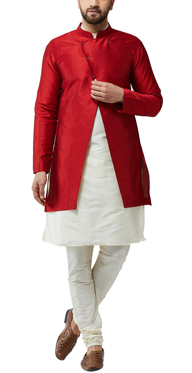 sojanya (Since 1958 Men's Silk Blend Kurta Churidaar Pyjama & Jacket Combo-picture-28