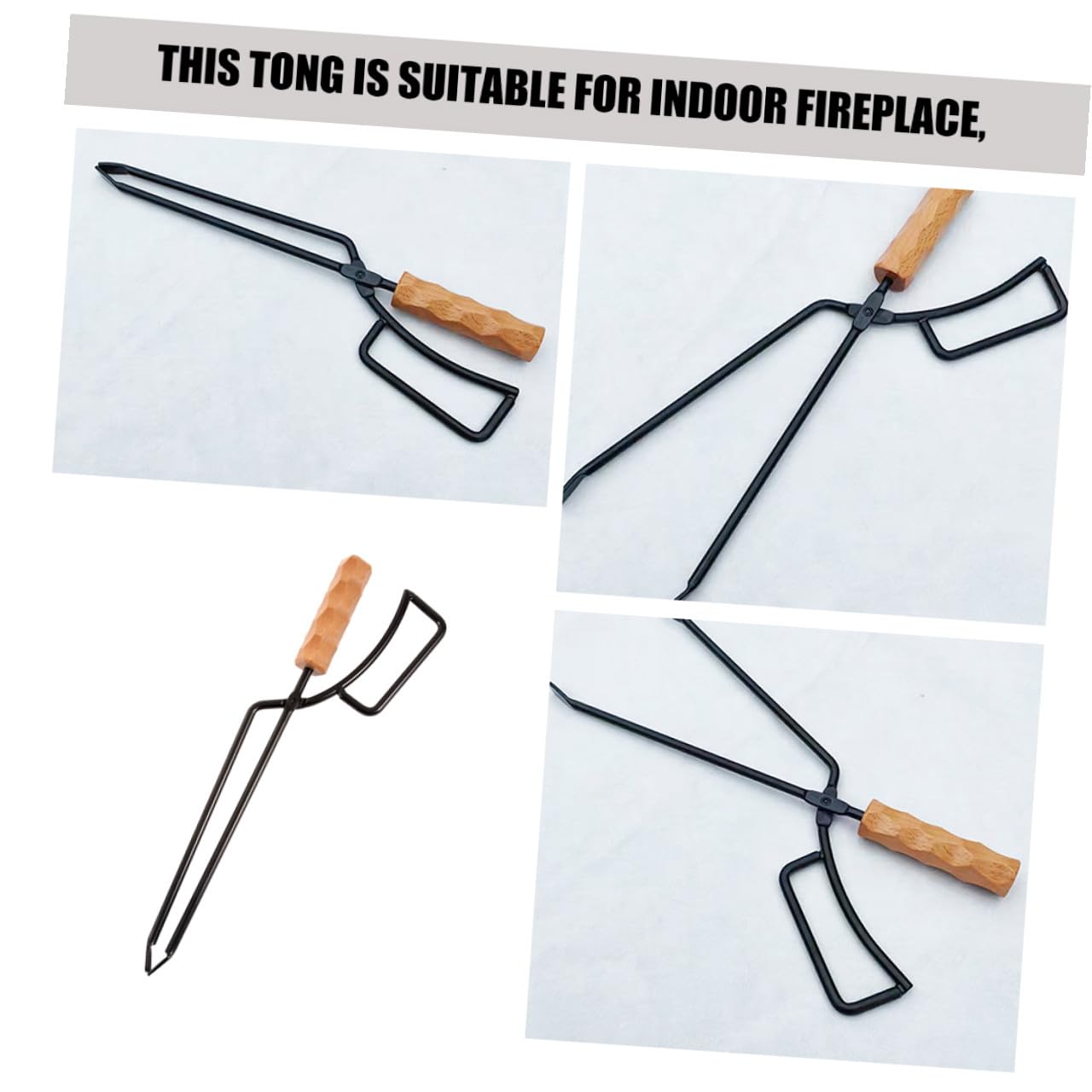 TOYANDONA Pinze Carbonella Lunghe per Stufa e Barbecue con Manico Isolante Pinze da Campeggio Resistenti al Calore per Spostare Tronchi Sicurezza per Falò Picnic e Attività Outdoor