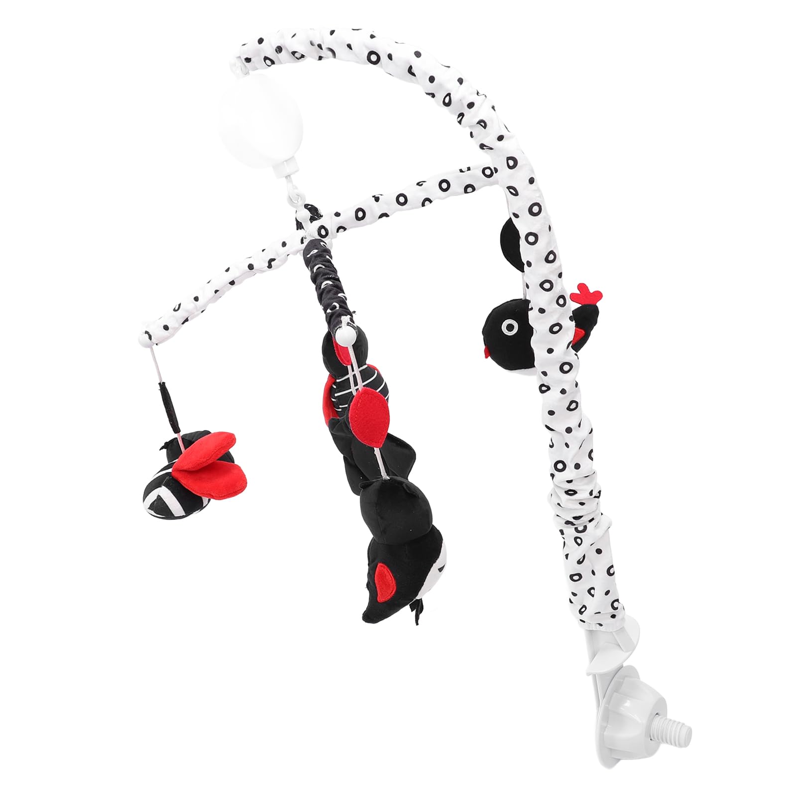 Generic Jouet Mobile pour Berceau de bébé, Peluche Douce à Contraste élevé, Noir et Rouge, Design Engageant, avec Boîte à Musique pour Nourrissons (Animal)