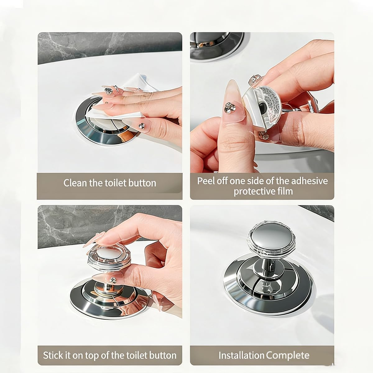 Toilet Push Button Replacement, Toilet Press Tool, Nail Protection Toilet Flusher, Toilet Tank Button, Toilet Water Tank Pusher for Women