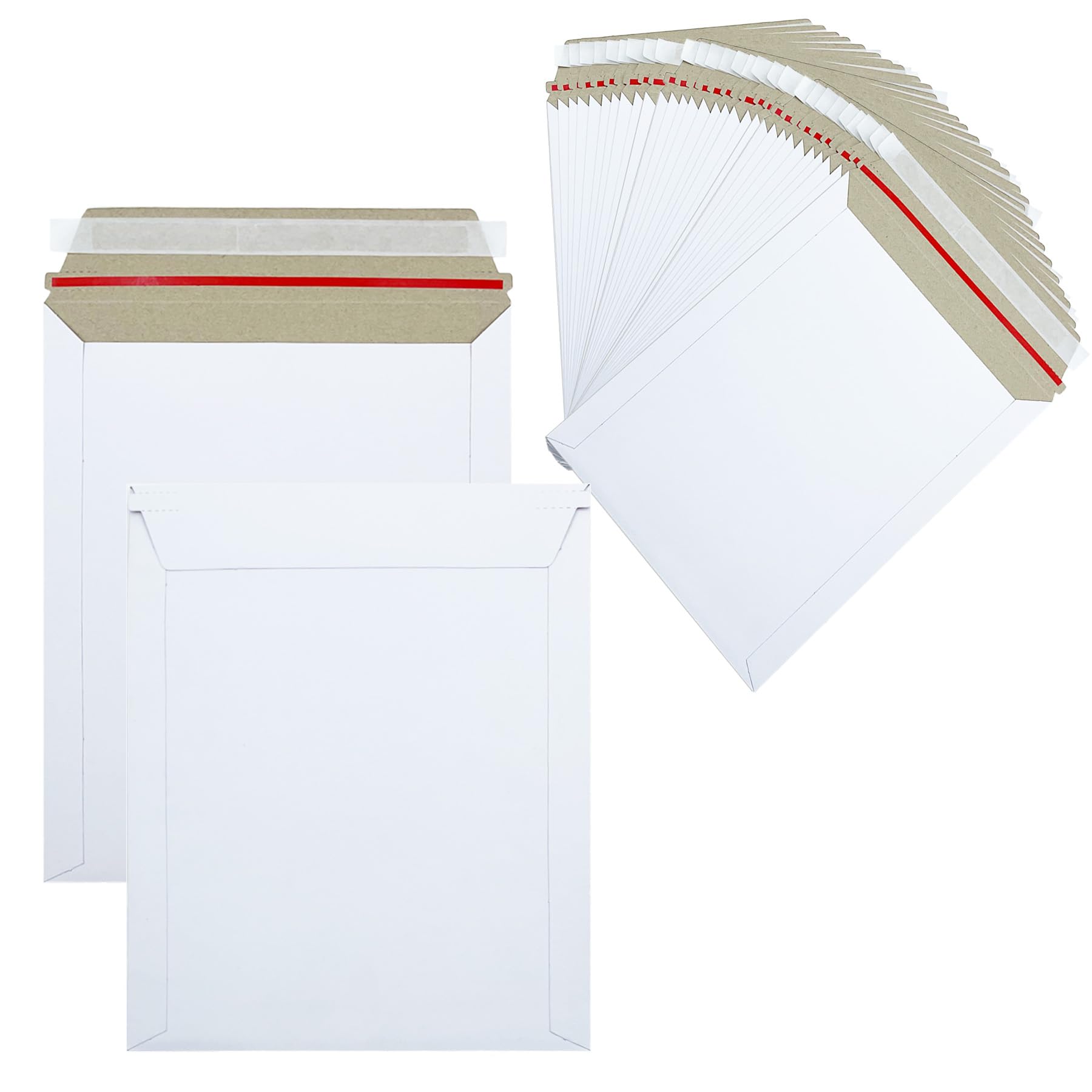 Photo 1 of Rigid Mailers 8 x 10 Inches with Self Adhesive Seal 30 Pack, Bulk White Cardboard Envelopes for Shipping Photo, Documents, Letters, Packaging Supplies