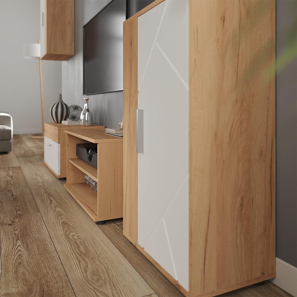 Vicco Parete attrezzata soggiorno Berno, Rovere dorato/Bianco