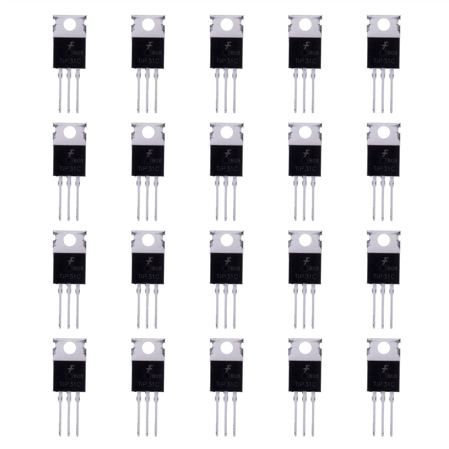 BOJACK TIP31C NPN 3A 100V Silicon Epitaxial Power Transistors TIP31 3 amp 100 Volt Darlington Transistors TO-220 (Pack of 20)