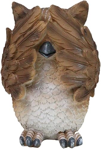 Miniatura 4 de Ebros Whimsical See Hear Speak No Evil Wise Owls con grandes ojos adorables figuritas de decoración Set Sabiduría del Bosque sabio gran búho cornudo