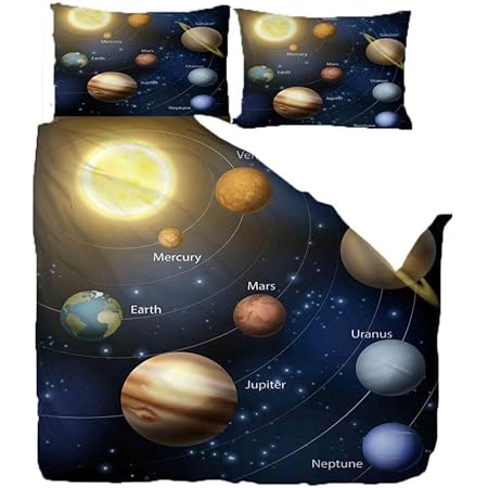 3d Housse De Couettes Parure De Lit Annotation Du Systeme Solaire Imprimer 3 Pieces Microfibre Enfant Adulte Ensemble De Literie Avec 1 Housses De Couettes 2 Taies D Oreillers 2x240cm Lit King Amazon Fr Cuisine