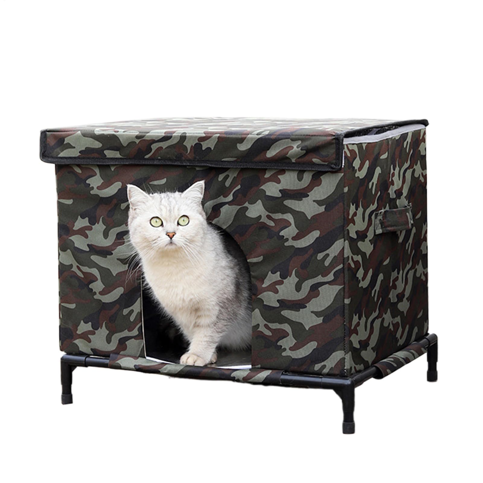 Case Per Gatti Da Esterno Tenda Isolata Impermeabile e Calda | Rifugio per Gatti con Base Sollevata e Finestra Trasparente per Cane Pollo Coniglio Inverno