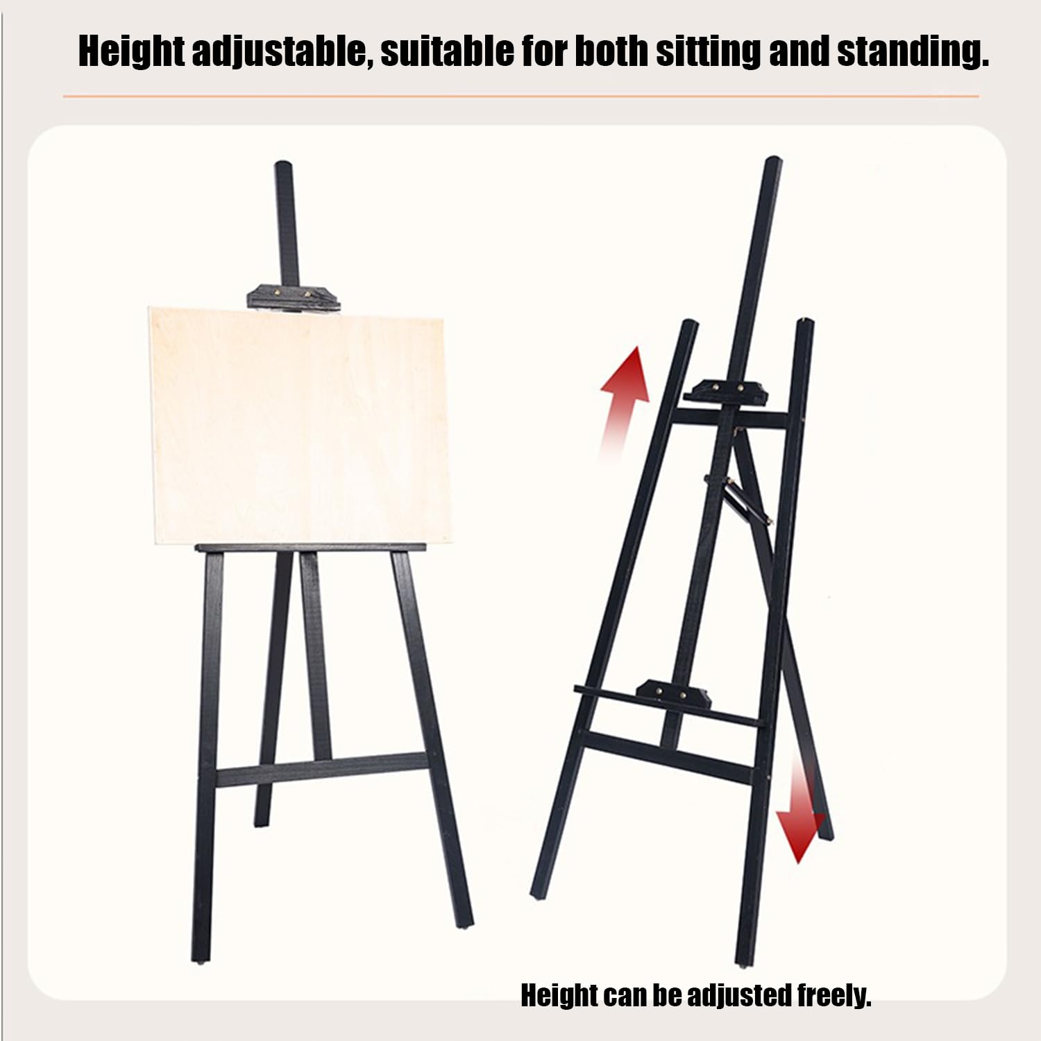 2PCS Caballete Madera,Caballete de madera natural negra de 175cm,soporte profesional para lienzos,adecuado para niños y adultos,apto para pinturas acrílicas,al óleo,etc.,herramienta artística portátil