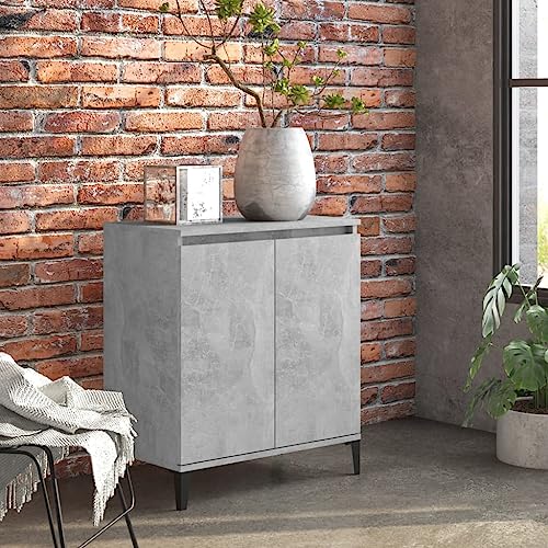 AUVYI Credenza per Sala da Pranzo con Ante 60x35x70 cm Mobiletto Ingresso Armadietto Multiuso Mobile da Salotto Mobile Contenitore Buffet Cucina Legno Multistrato, Metallo Grigio Cemento