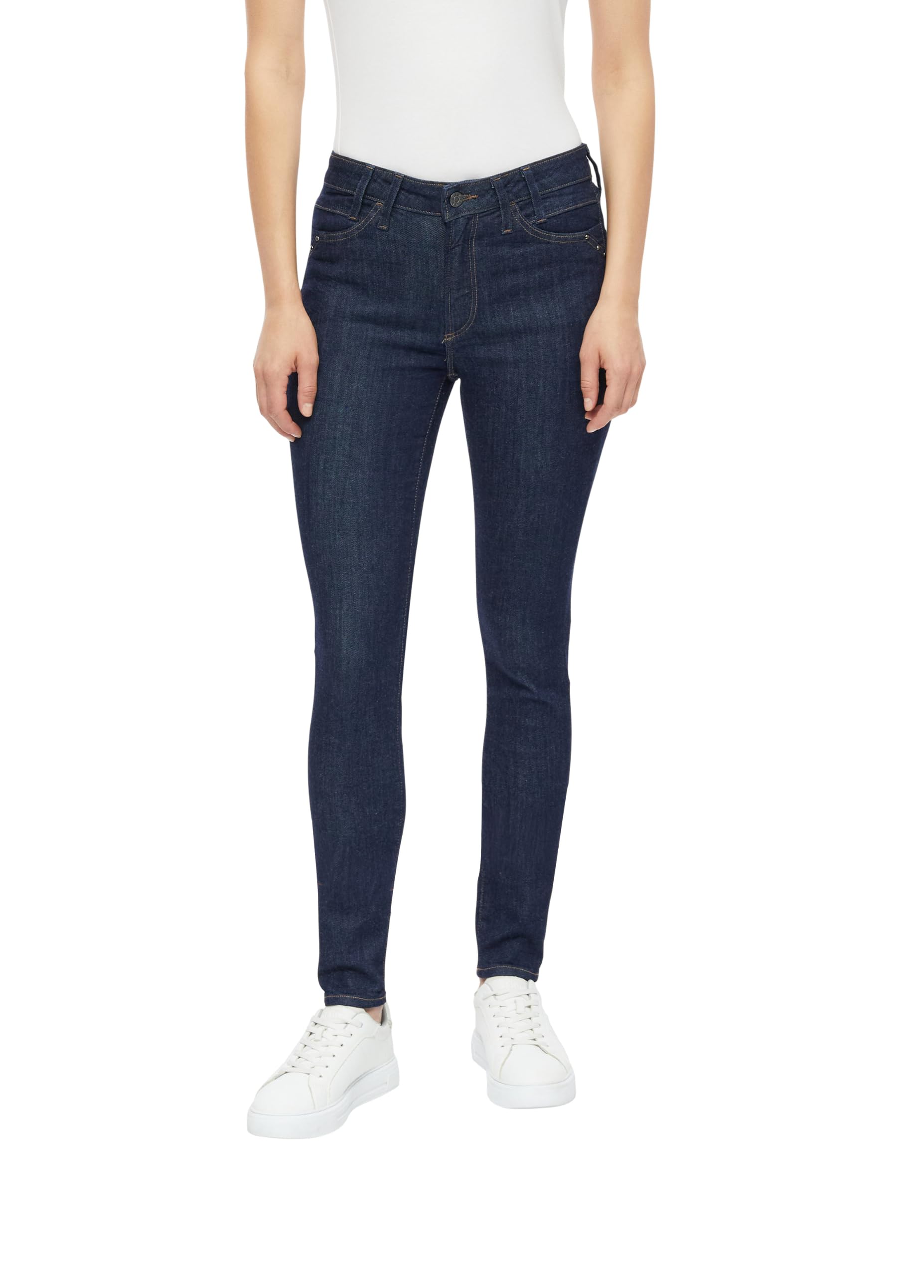 s.Oliver Damen Jeans – Skinny Fit, Mid Rise, Denim mit Nietendetails
