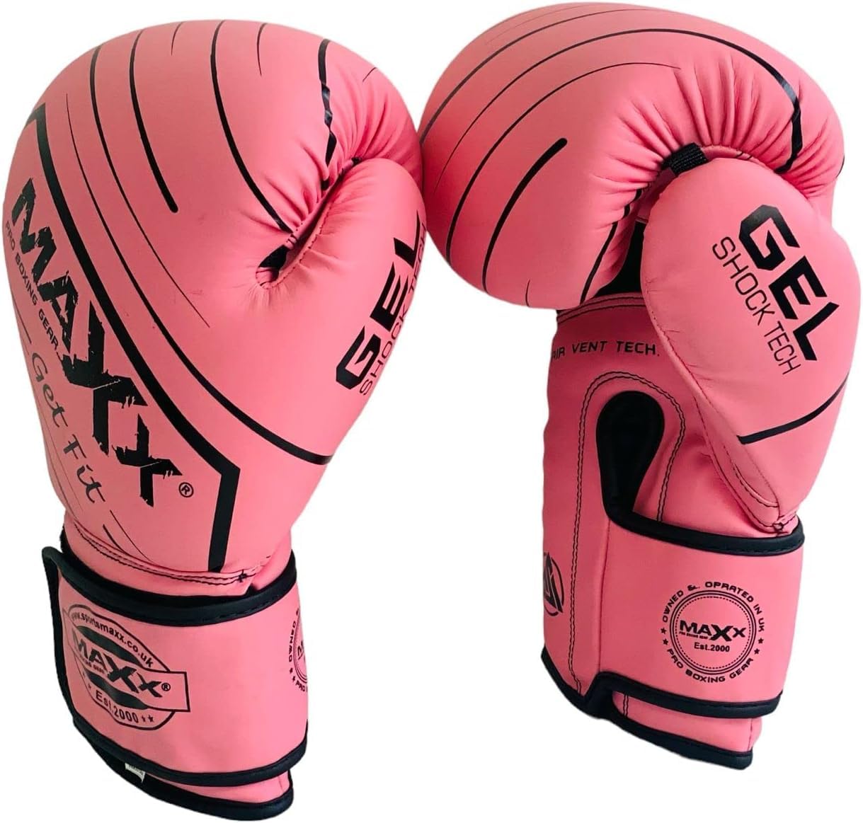 MAXX Junior Boxing Gloves: Adjustable Strap Training Gloves for MMA, Boxing, Muay Thai – Perfect for Boys and Girls (Vanta Black Pink, 8OZ)