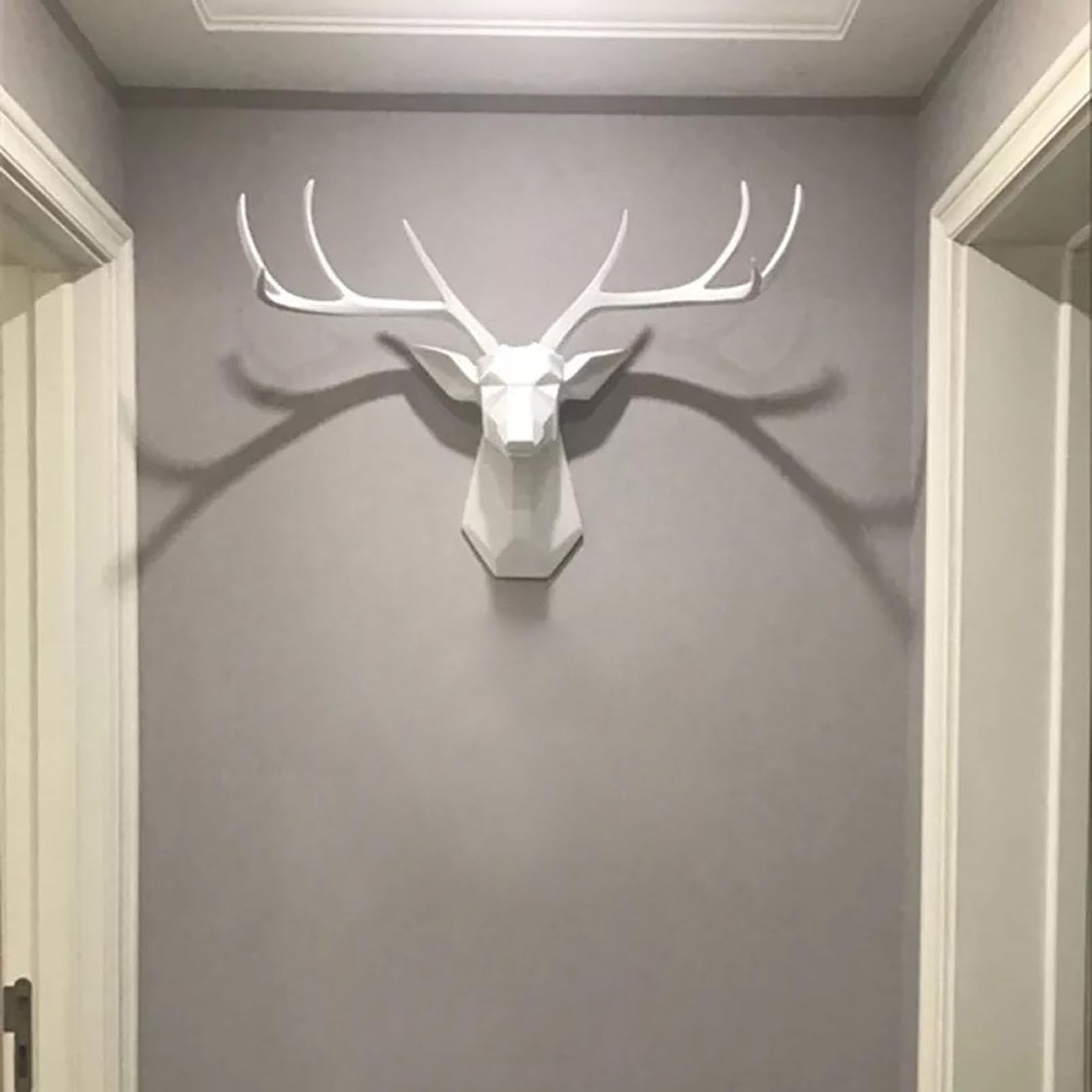 Pevfeciy Wall Mounted Stag Deer Head Sculpture,Large Animal Deer Heads for Wall Art Hanging Statue-59X54cm(W x H)-3D Deer Stag Head Wall Sculptures for Indoor Outdoor Home Wall Decoration,C