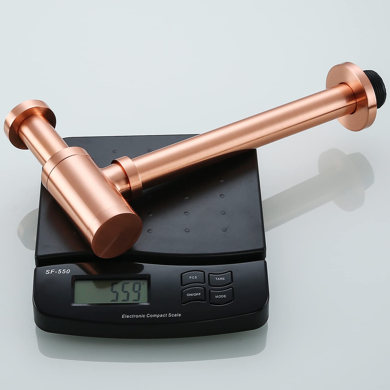 RANDOM Sifone rotondo in ottone, stile contemporaneo, 1 1/4 di scarico per lavabo, kit di scarico P, rame satinato, anche rame antico rosso (oro rosa spazzolato)