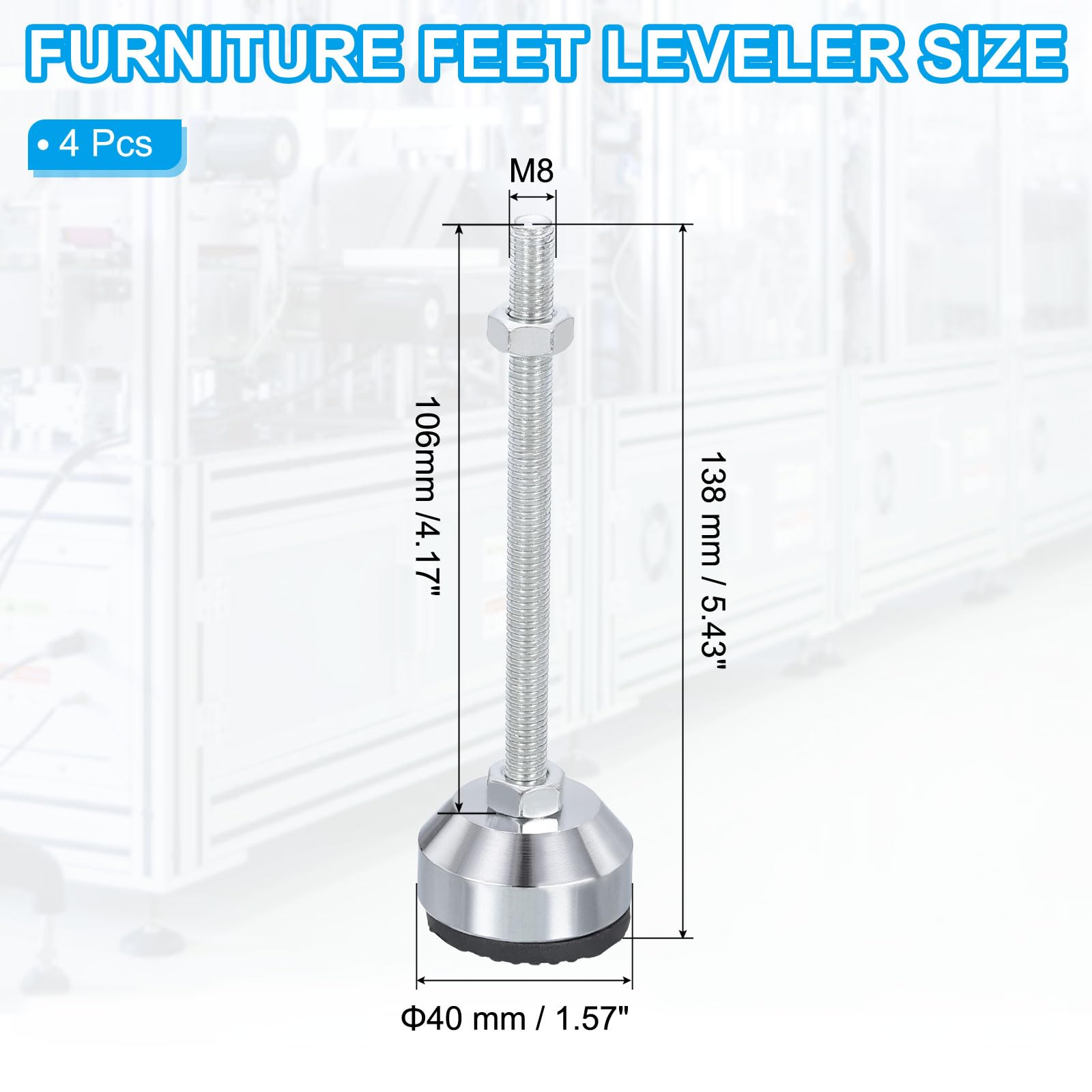 PATIKIL Furniture Leveling Feet 1.6" Dia Base M8 Thread - Image 2