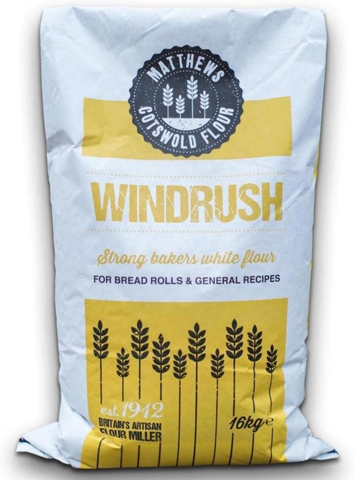 Matthews Cotswold Windrush Strong White Bread Flour | Baker's Grade Strong White Flour | Specialty | Artisanal | Milled in Britain | 16kg Bag (Single Sack)