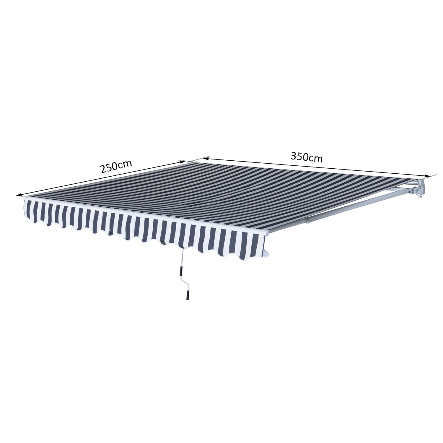Toldo Outsunny Toldo de Brazo articulado Protección Solar con manivela 3,5 x 2,5 m Gris+Blanco Aluminio Poliéster